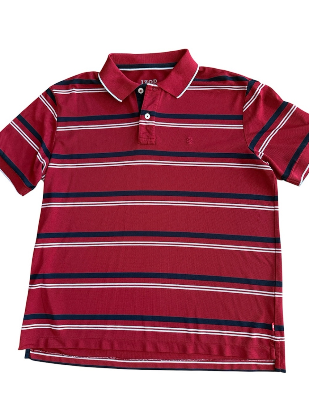 MEN’S IZOD ADVANTAGE PERFORMANCE STRIPED POLO GOLFERS CASUAL VERSATILE SZ LARGE